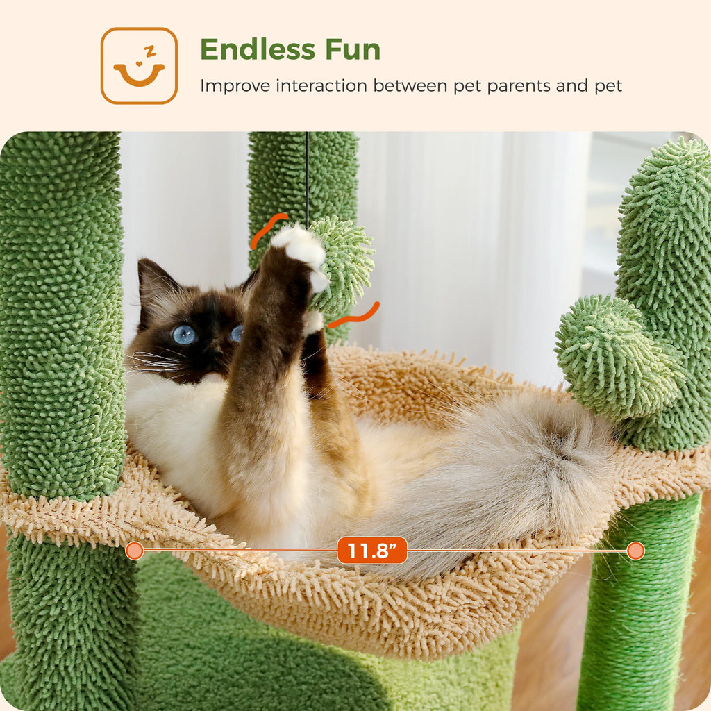 Compact 4-in-1 Climbing & Rest Tower for Indoor Cats