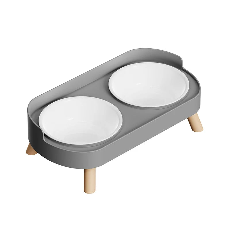Colorful Elevated Double Pet Bowl with Stainless Steel Inserts