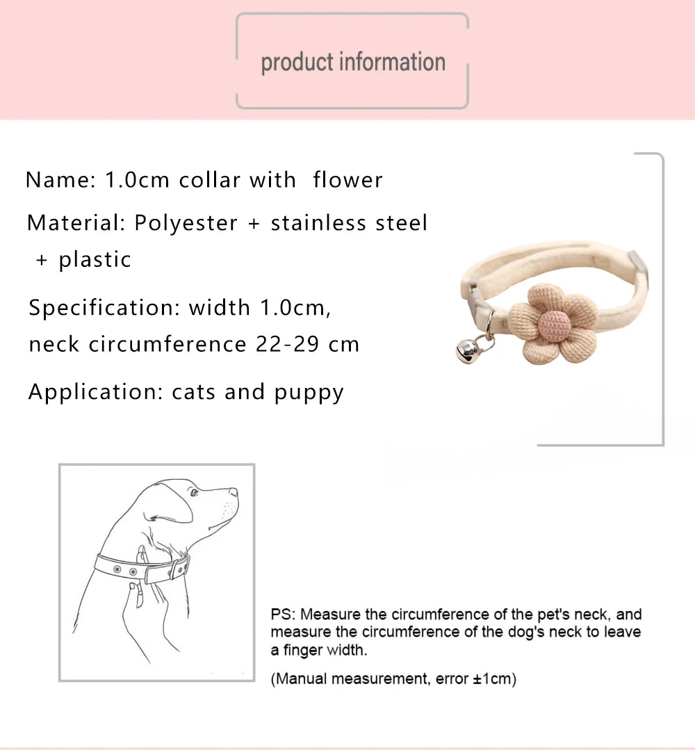 Necklace for Paws: Cozy Flower Bell Cat Collar