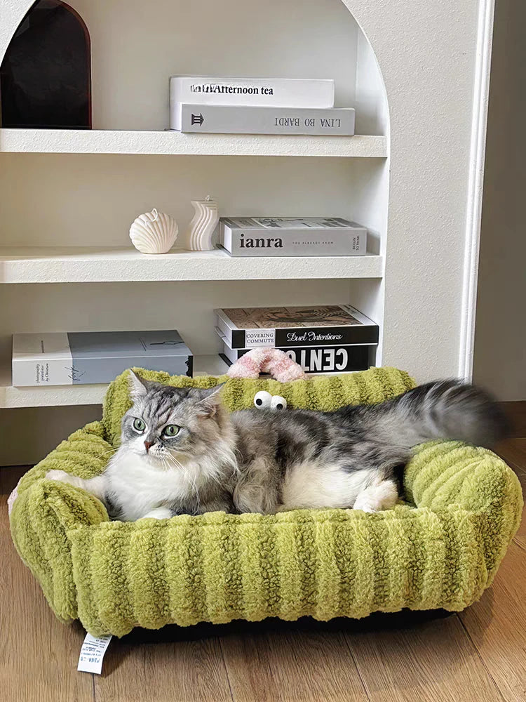 Mini Sofa Pet Bed (Cozy Linen Couch for Small Dogs & Cats) 🛋️🐾