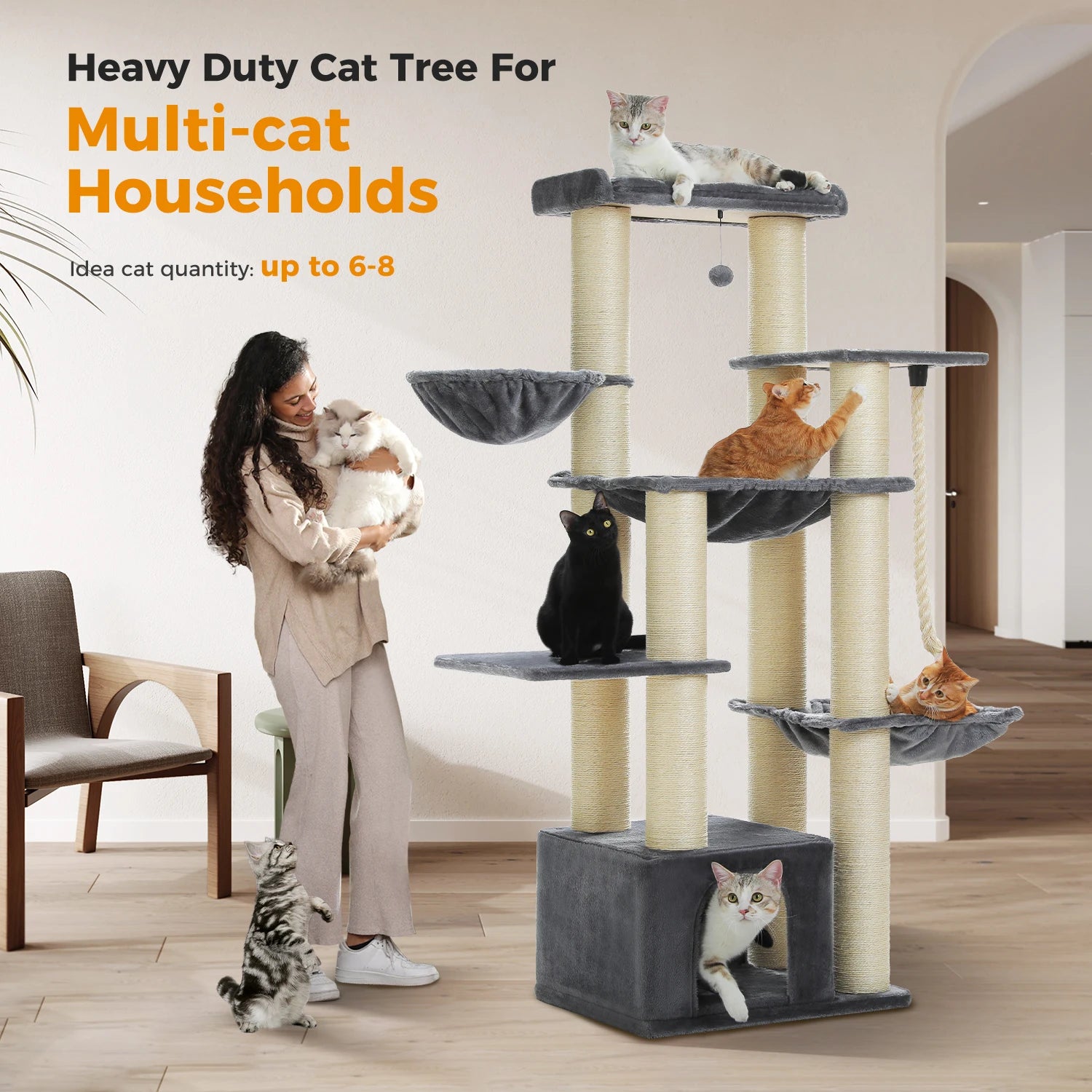 Extra-Large Climbing Tower for Big & Multi-Cat Homes