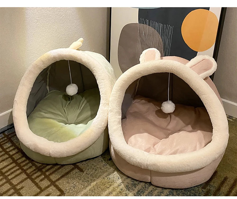 Snuggle Tunnel Pet Cave – Plush Cozy Bed for Cats & Small Dogs