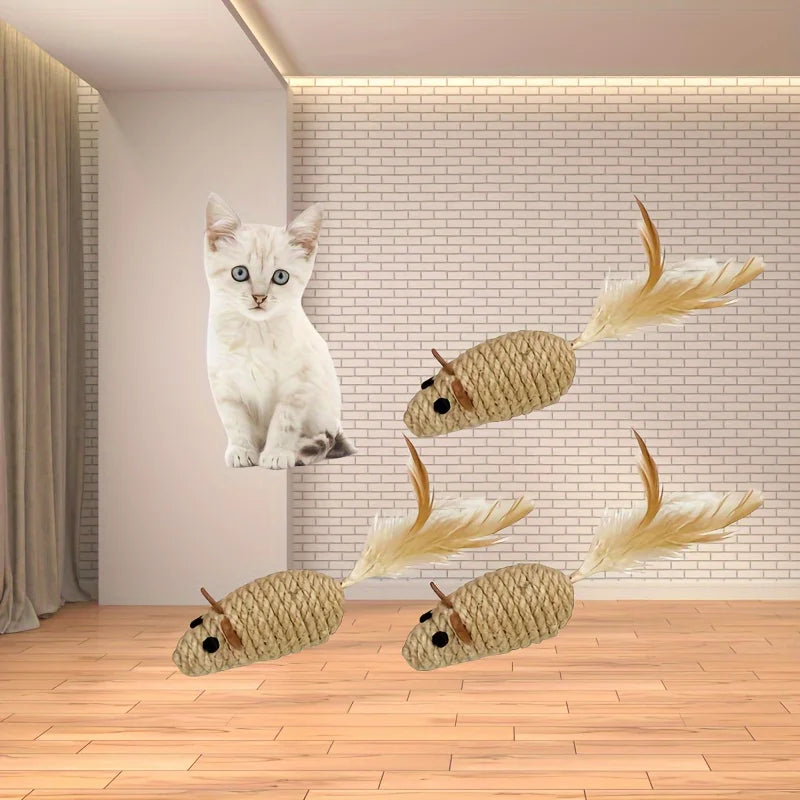 🐭Sisal Mouse Cat Toys (1–4pcs Set)