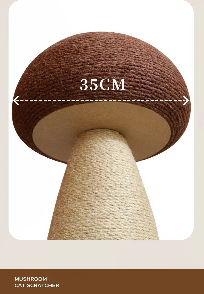 Mushroom Sisal Cat Scratching Post & Board – Vertical Scratch Pad, Durable Non-Shed Cat Scratcher