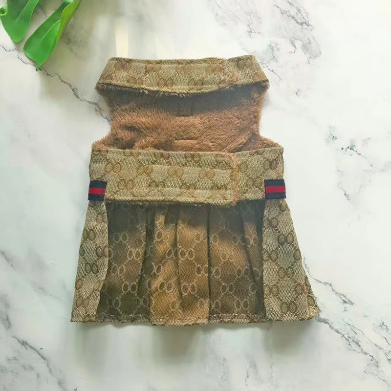 Pet Couple Clothing Designer Luxury Women Dog Dress Men Dog Chest Back Vest Puppy Clothes Beautiful Skirt Traction Rope Leash