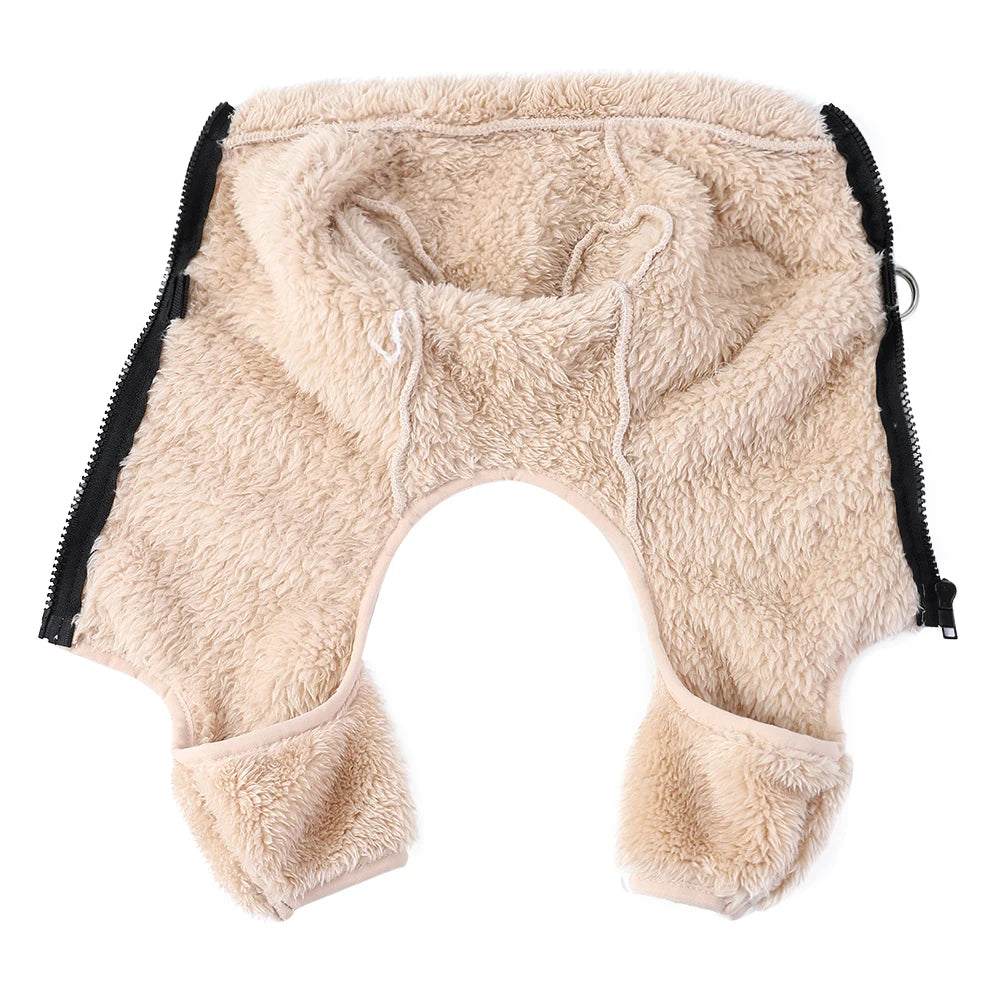 Winter Warm Fleece Dog & Cat Jumpsuit (Zipper + D-Ring)