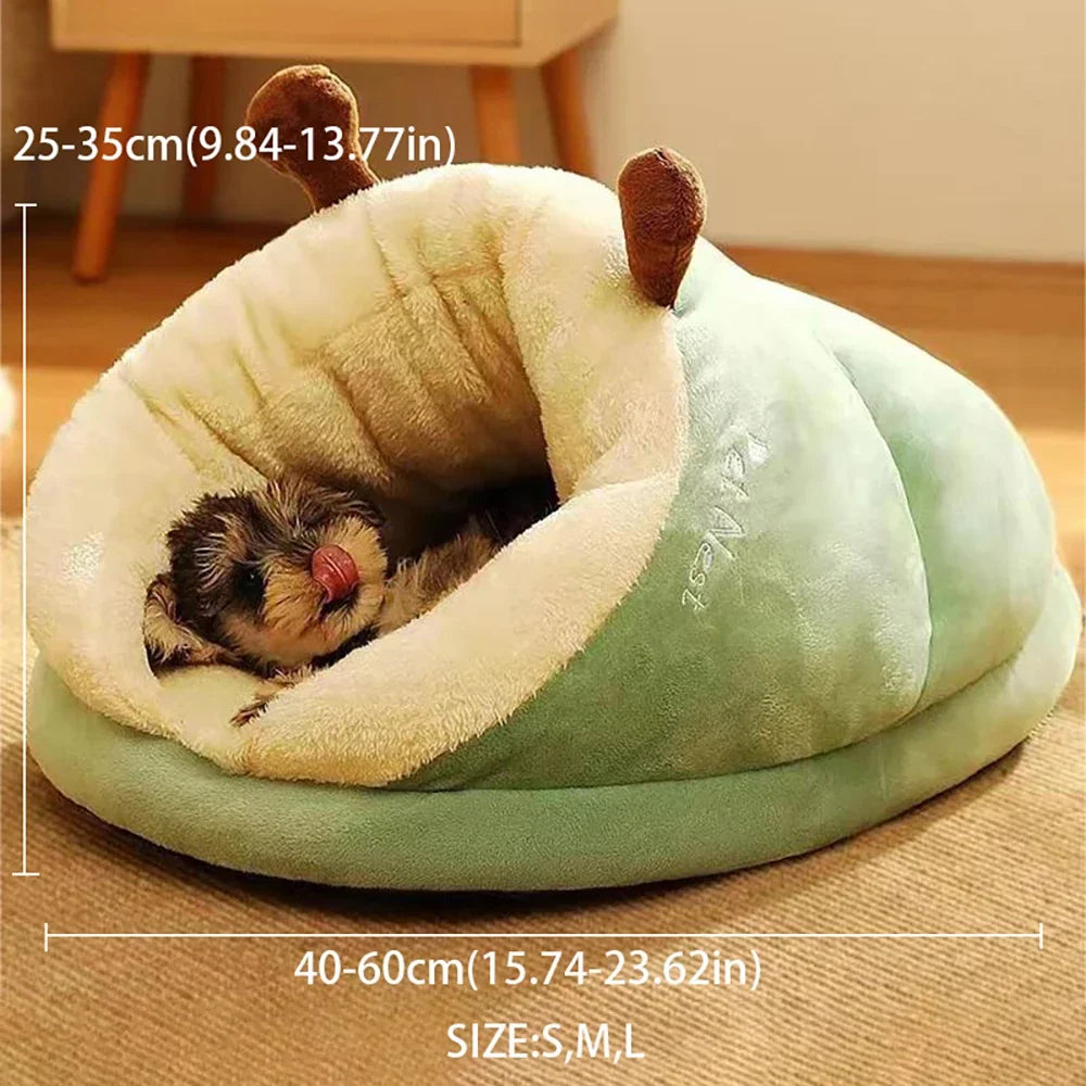 Cozy Slipper Cave Pet Bed (Warm Coral Fleece Hideaway for Cats & Small Dogs) 🥿🧸