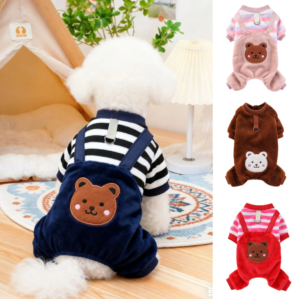 Cozy Bear Stripe Pet Jumpsuit