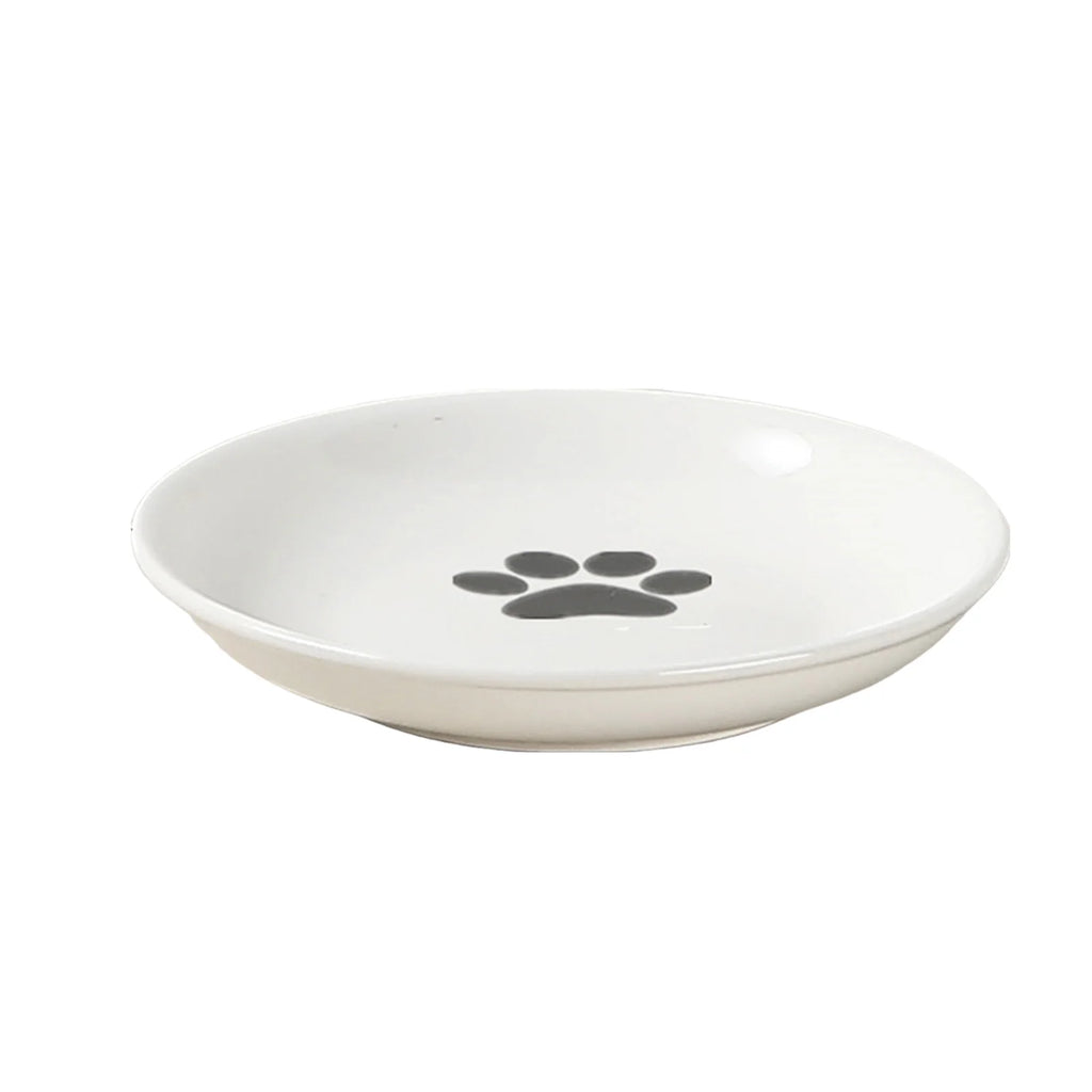 Wide Ceramic Whisker-Friendly Cat Bowl with Iron Stand