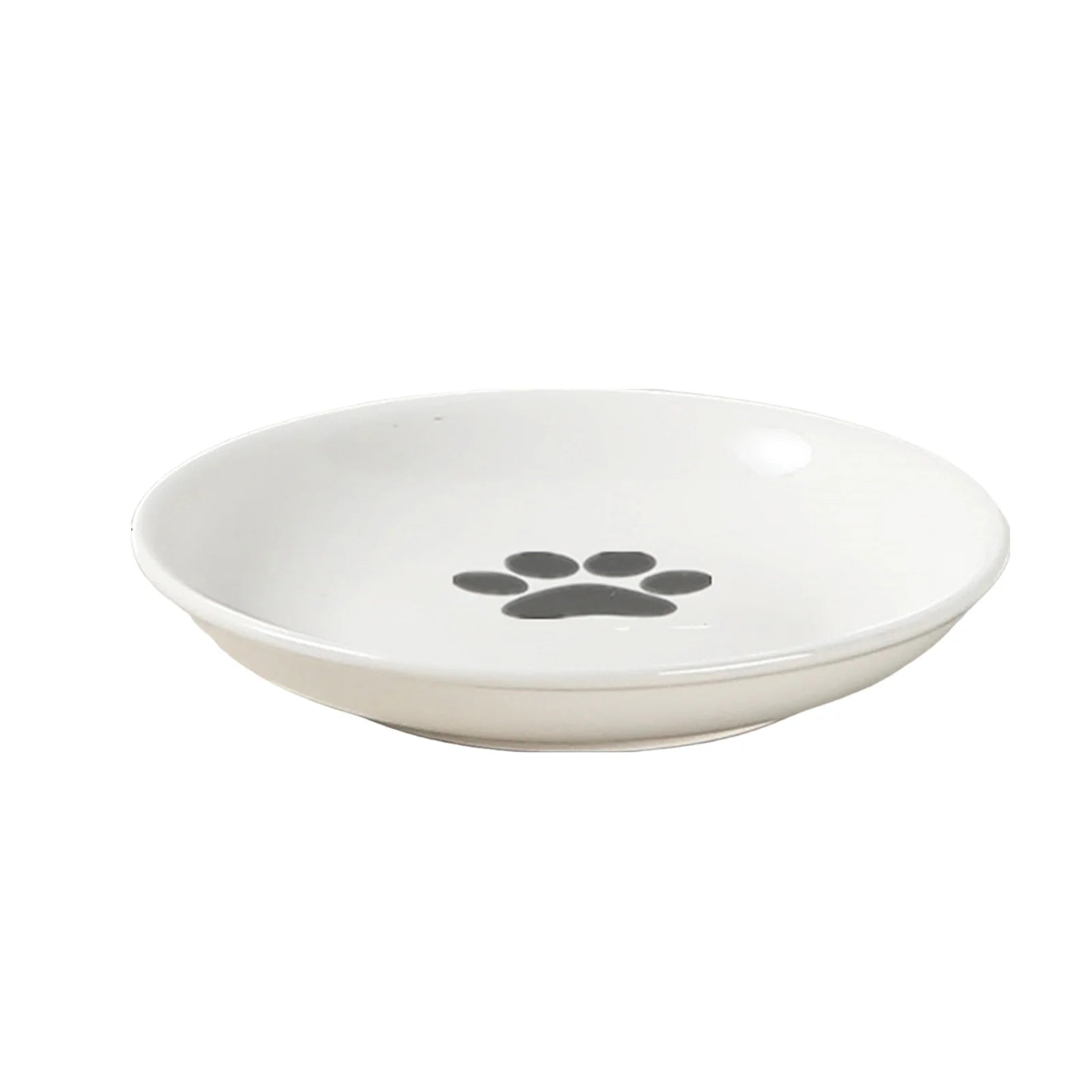 Wide Ceramic Whisker-Friendly Cat Bowl with Iron Stand