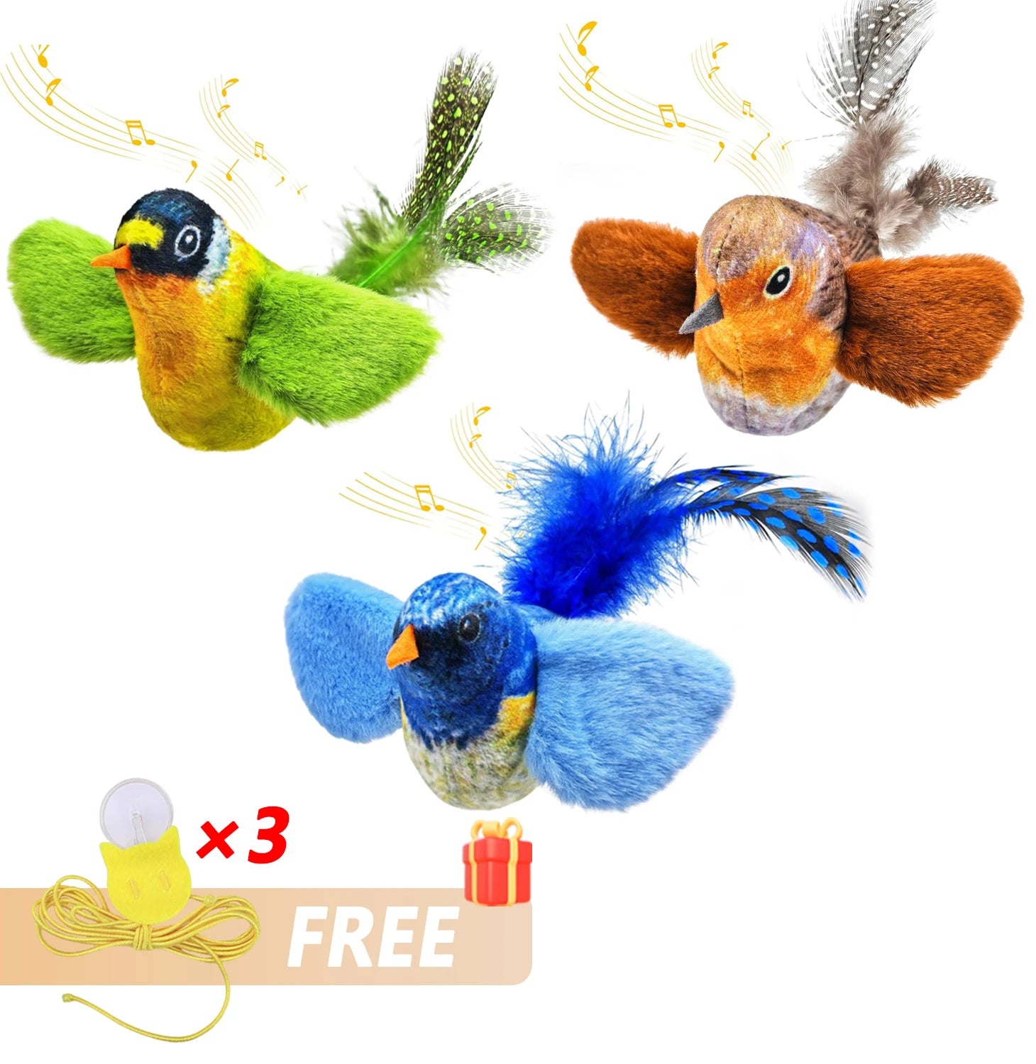 Chirpy Bird Interactive Cat Toy (Touch-Activated)