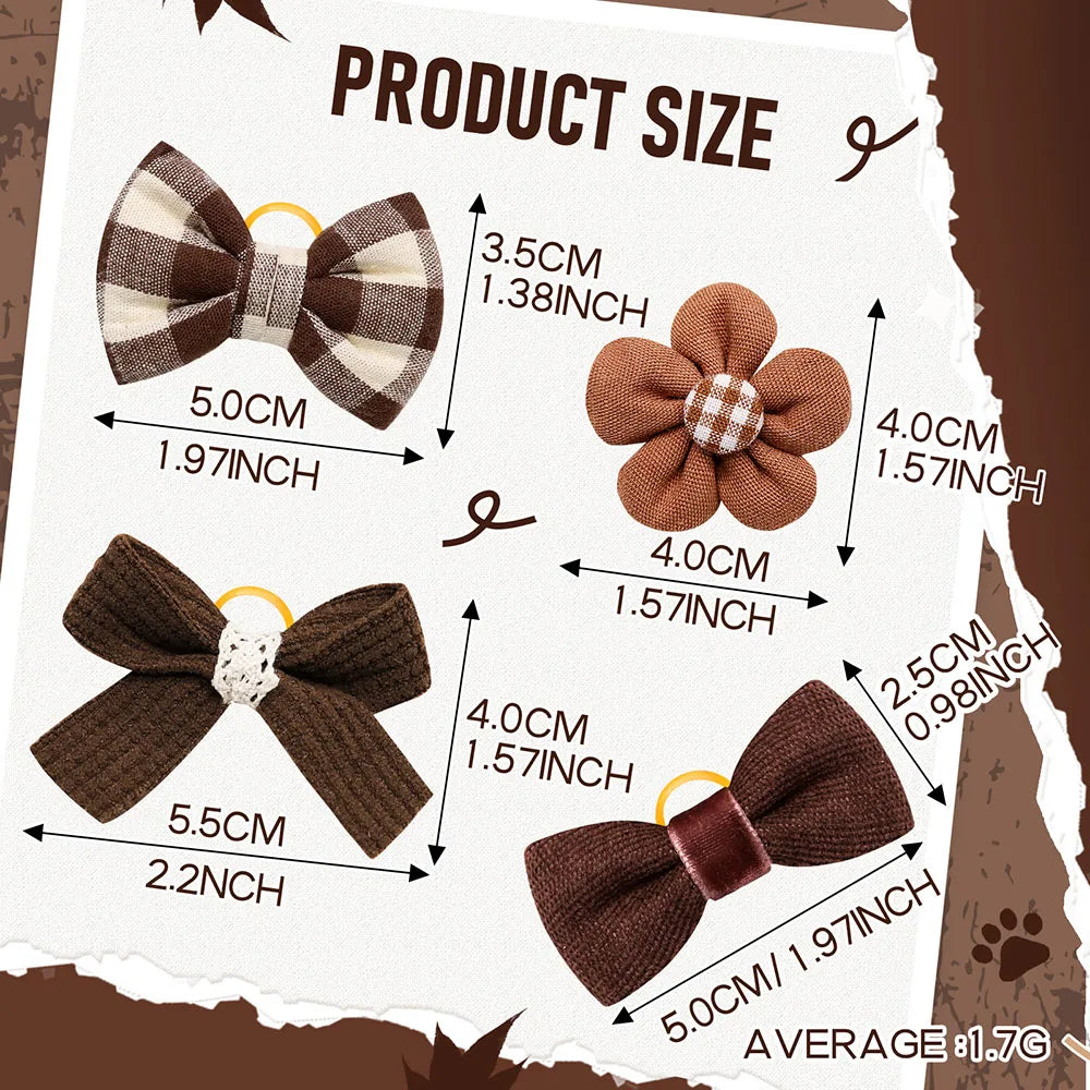 Neutral Bowknot Pet Hair Bands (10PCS)