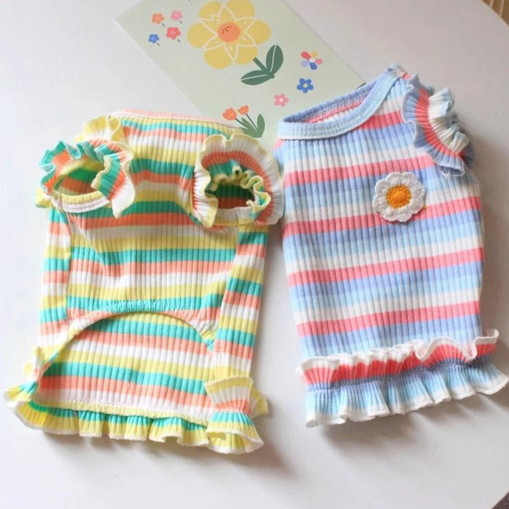 Rainbow Flower Summer Pet Dress Vest (Small Dogs & Cats) 🌈🌼