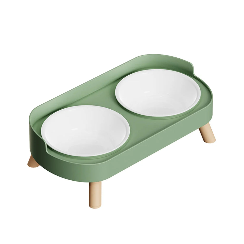 Colorful Elevated Double Pet Bowl with Stainless Steel Inserts