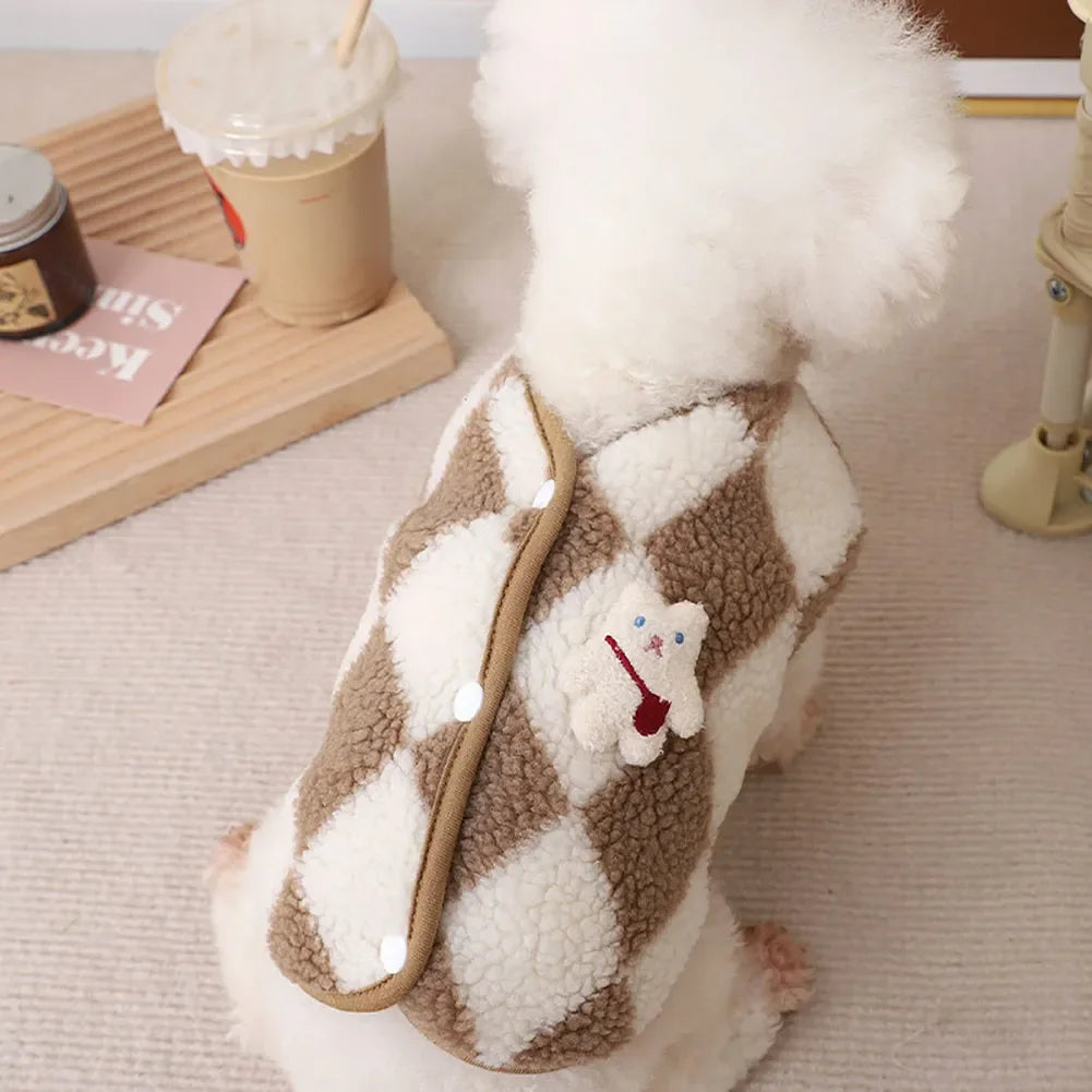Cozy Plaid Teddy Fleece Vest (Warm Winter Coat for Small Dogs & Cats) 🧸❄️