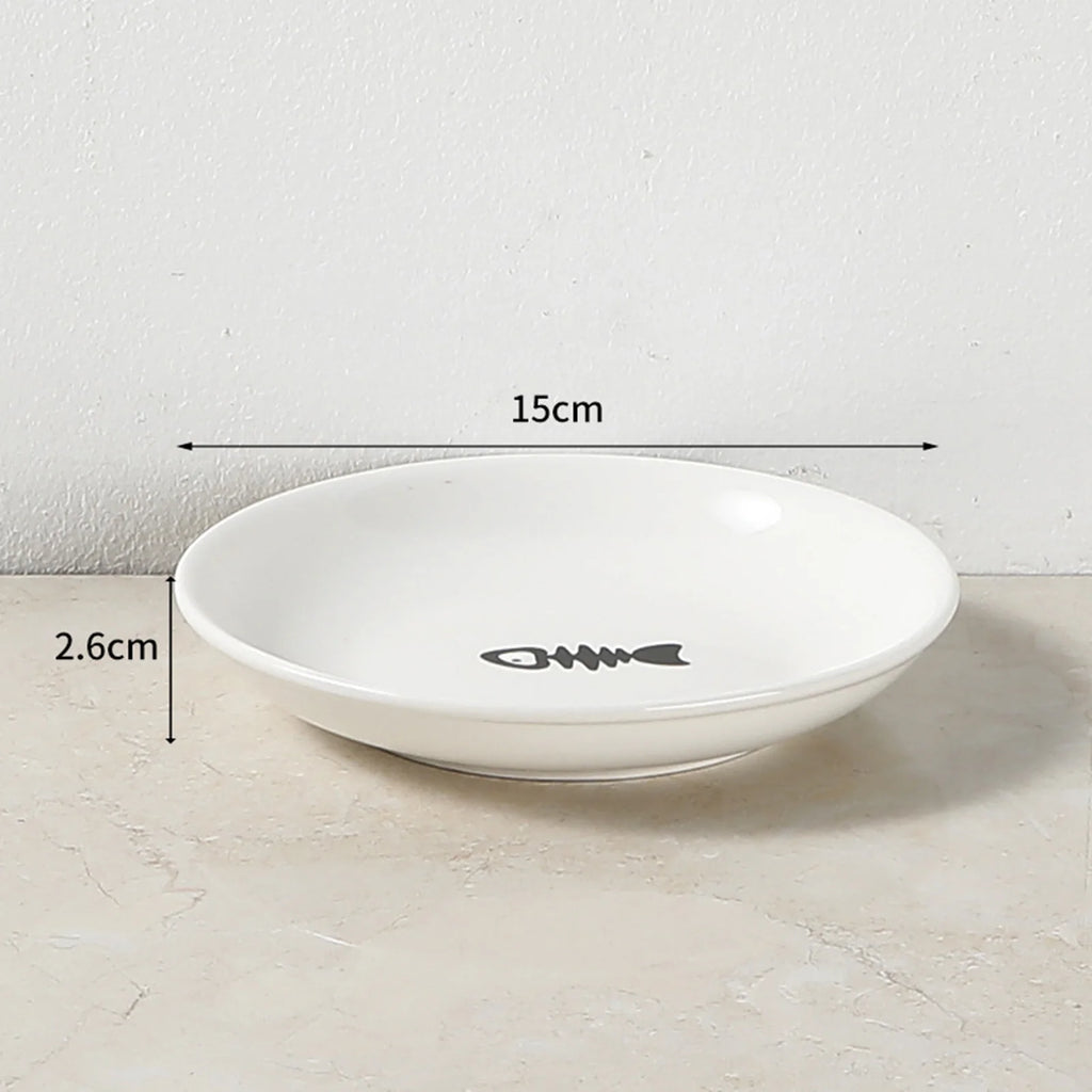 Wide Ceramic Whisker-Friendly Cat Bowl with Iron Stand