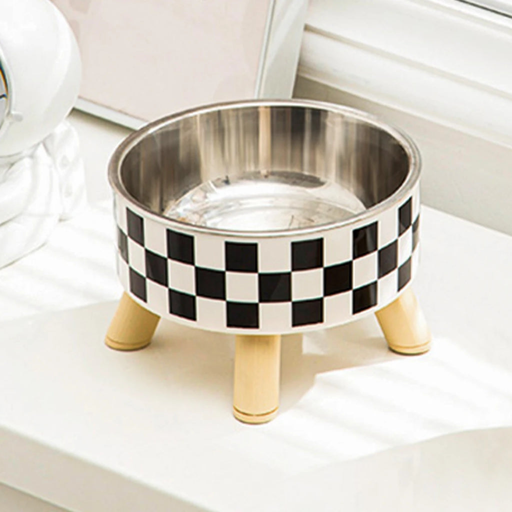 Elevated Stainless Steel Pet Bowl with Decorative Stand