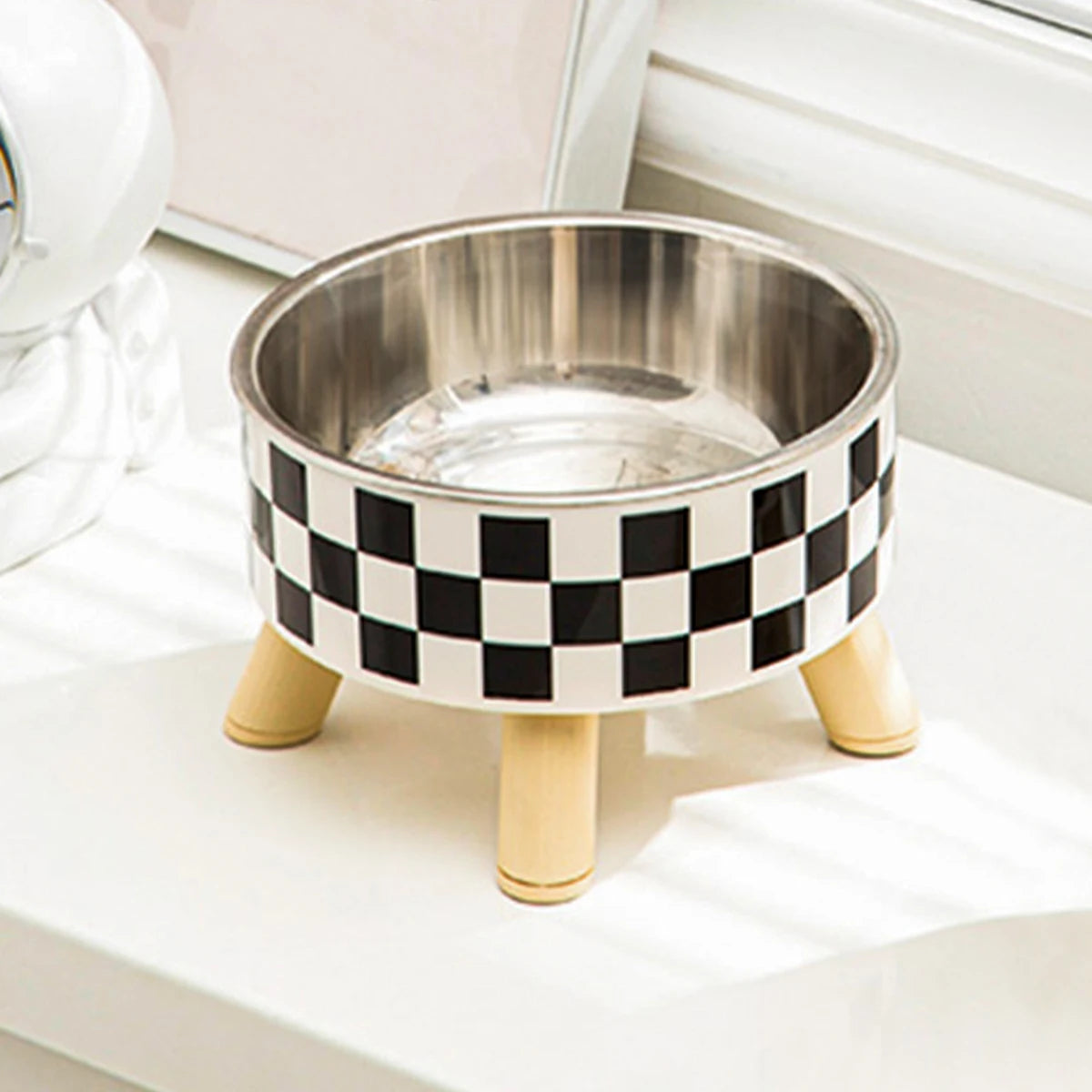 Elevated Stainless Steel Pet Bowl with Decorative Stand