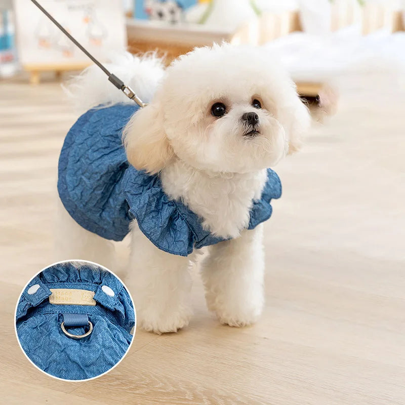 Denim Dog Dress with Leash Ring (Spring/Summer) 💙🐾