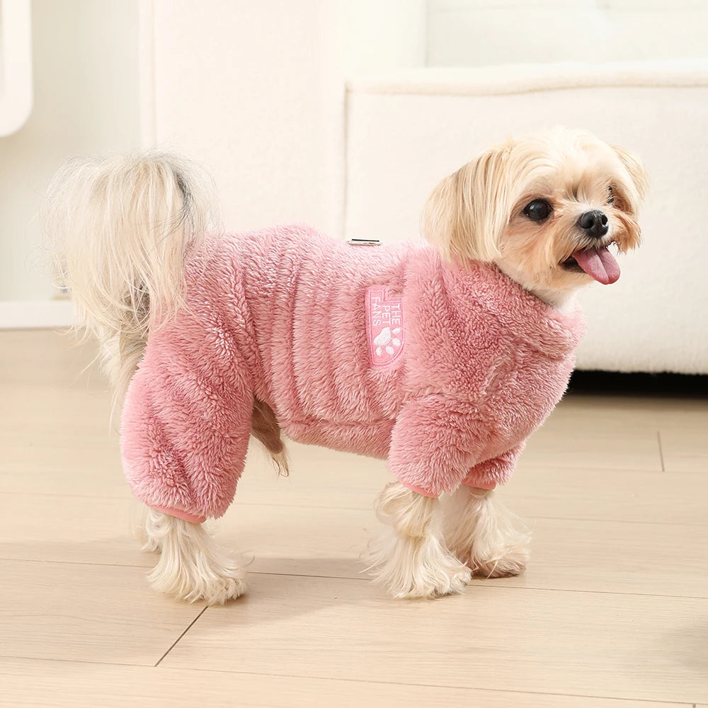 Winter Warm Fleece Dog & Cat Jumpsuit (Zipper + D-Ring)