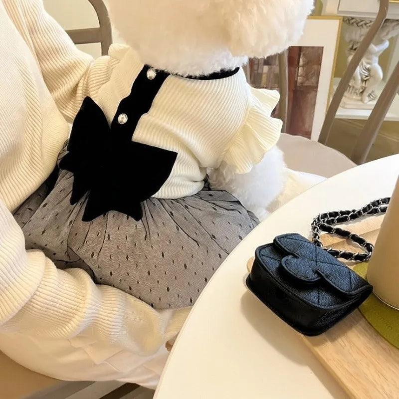 Elegant Black & White Lace Pet Dress🤍🎀🖤