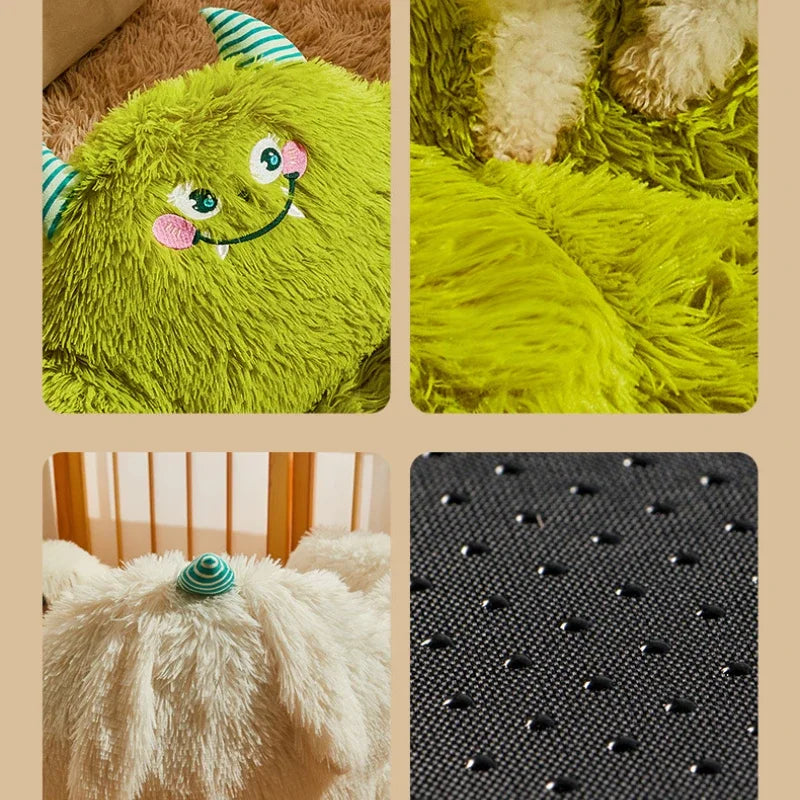 Green Monster Plush Pet Bed (Warm Washable Nest for Dogs & Cats) 👾💚