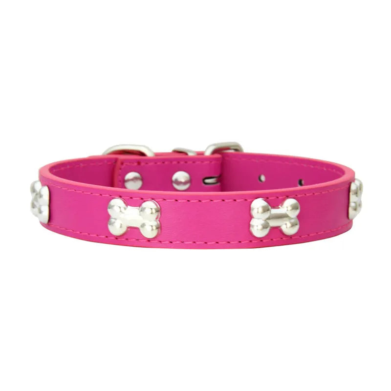 Necklace for Paws: Bone Charm Leather Collar
