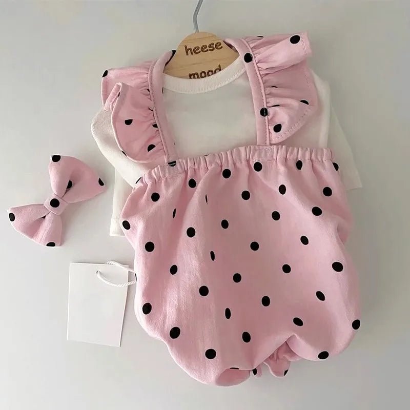 Polka Dot Summer Pet Dress with Bear Bag 🐻🖤