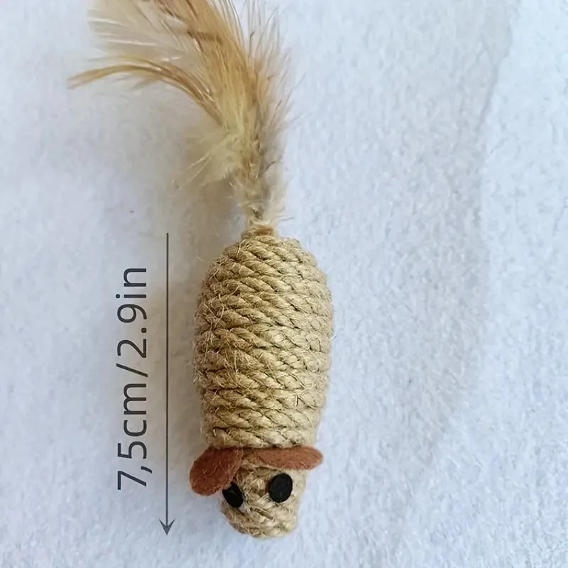 🐭Sisal Mouse Cat Toys (1–4pcs Set)