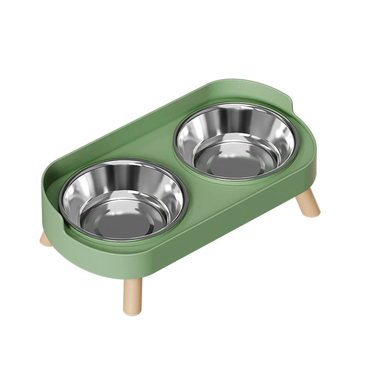 Colorful Elevated Double Pet Bowl with Stainless Steel Inserts
