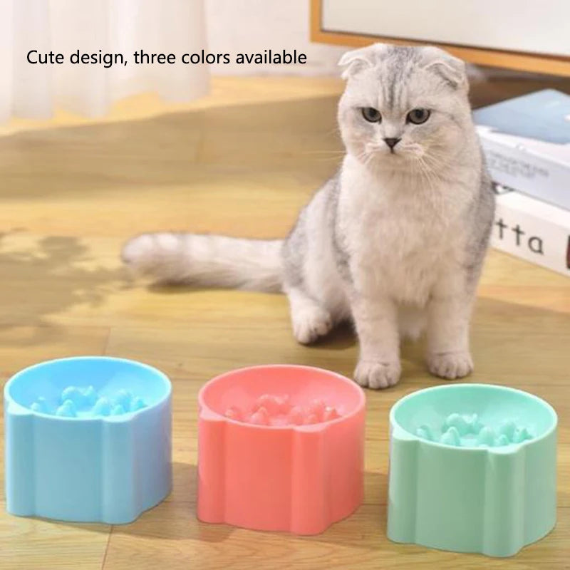 Elevated Slow-Feeding Cat Bowl (Anti-Choking & Neck-Friendly)