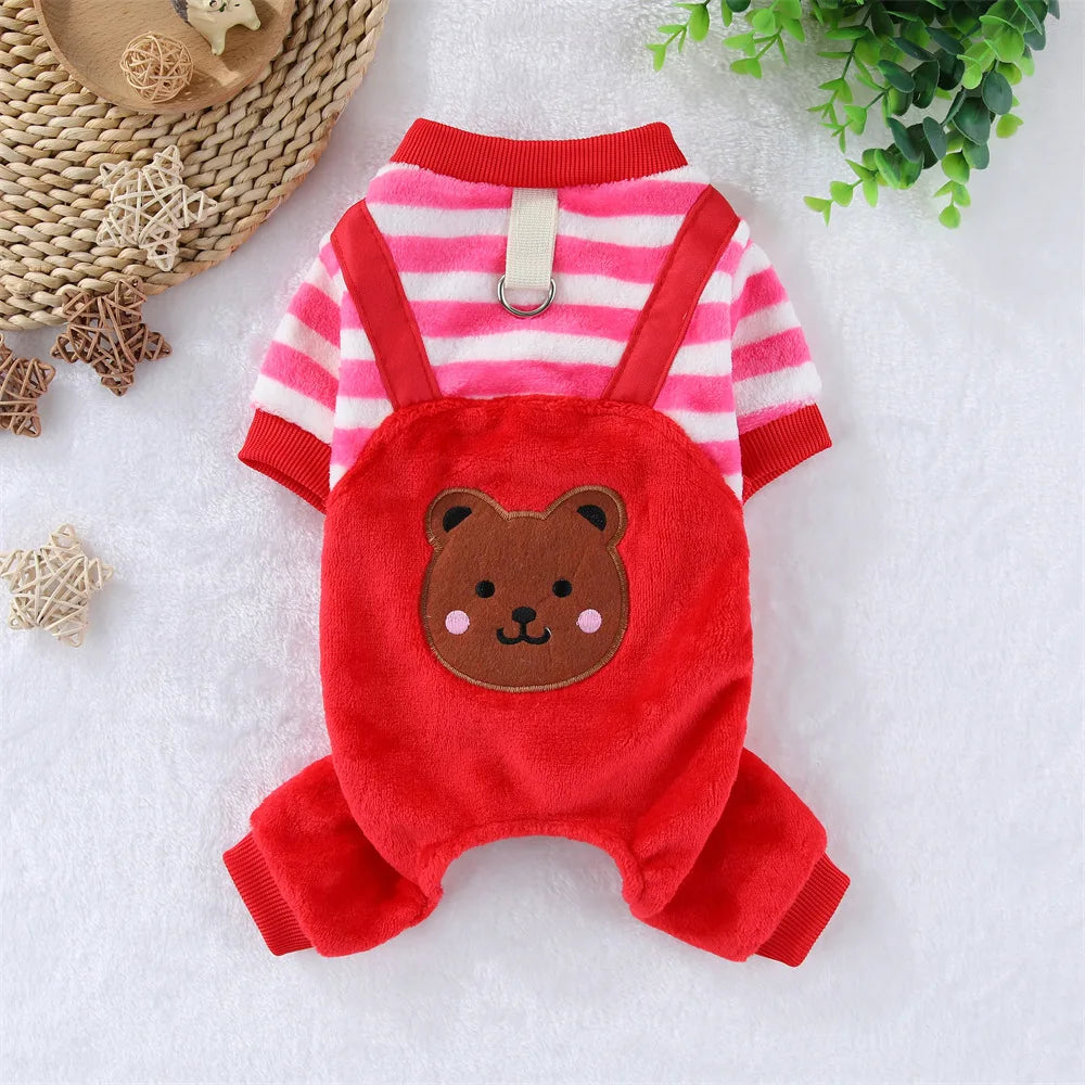 Cozy Bear Stripe Pet Jumpsuit