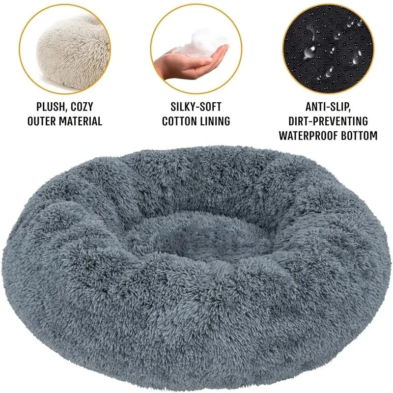 Ultra-Soft Calming Plush Pet Bed – Round, Washable Comfort Bed for Cats & Dogs