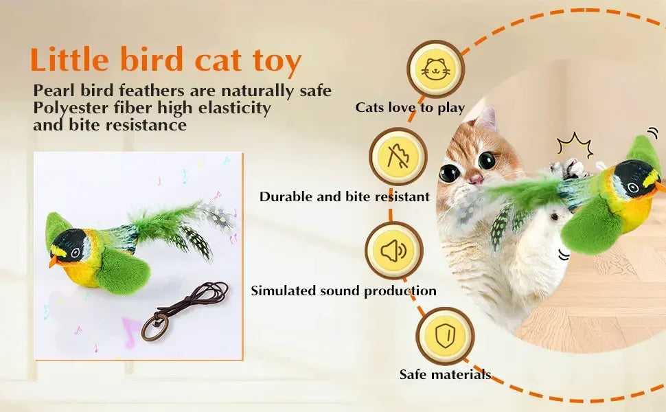 Chirpy Bird Interactive Cat Toy (Touch-Activated)