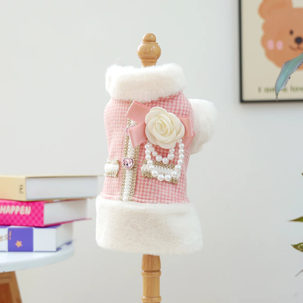 Pink Pearl Velvet Dog Vest