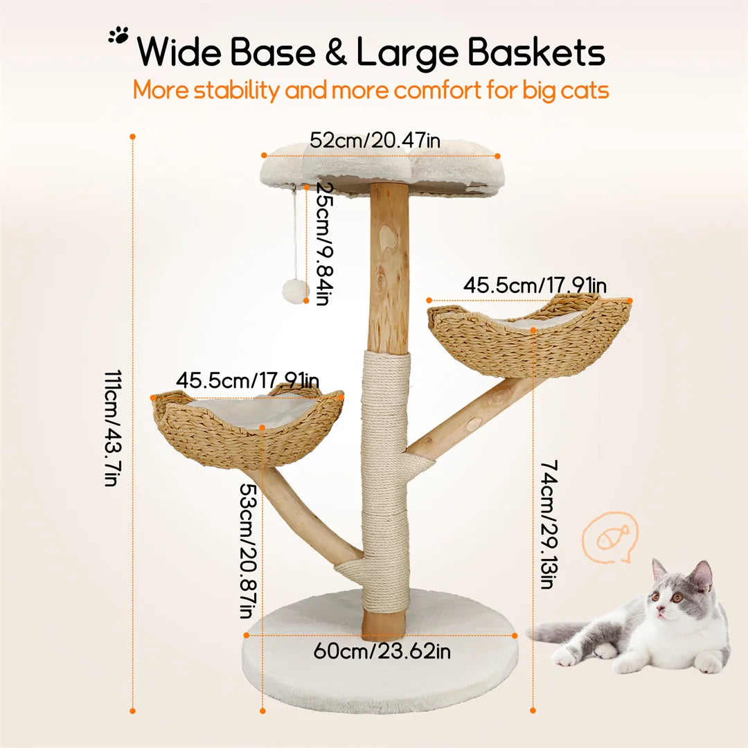 Modern Solid Wood Activity Tower for Indoor Cats
