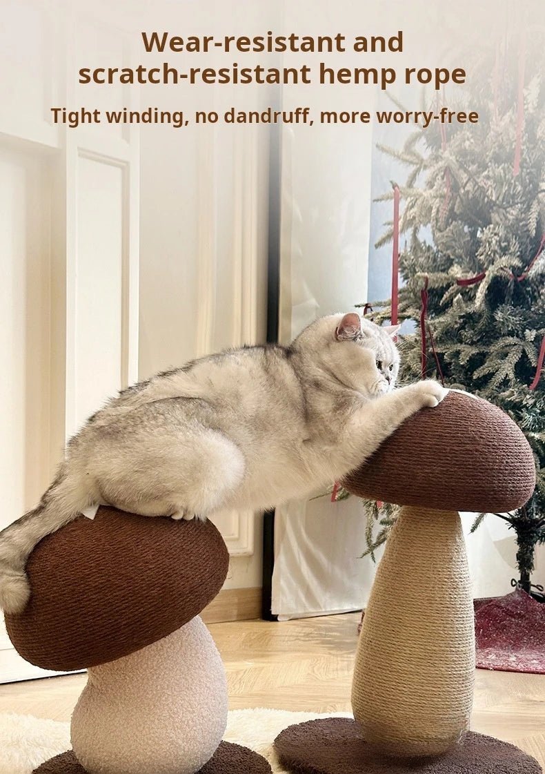 Mushroom Sisal Cat Scratching Post & Board – Vertical Scratch Pad, Durable Non-Shed Cat Scratcher