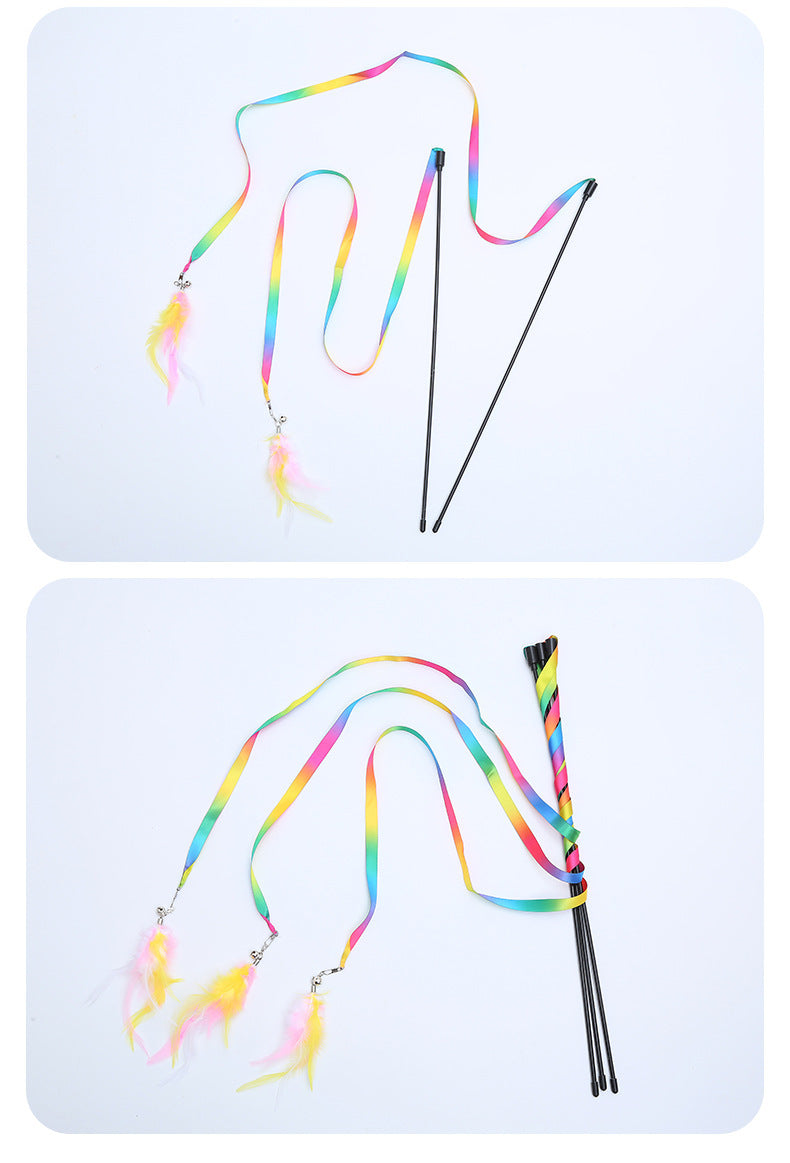 Silk Ribbon Feather Teaser Wand