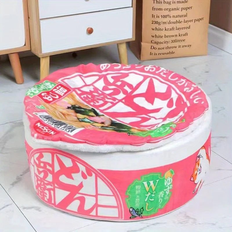 Cozy Noodle Cup Pet Bed – Plush Nest House for Cats & Small Dogs