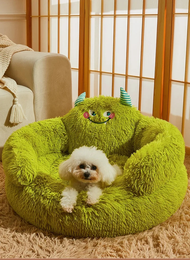 Green Monster Plush Pet Bed (Warm Washable Nest for Dogs & Cats) 👾💚