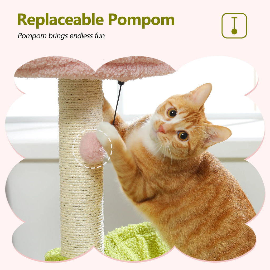 Flower Cat Tree with Sisal Scratching Posts & Large Hammock – Compact Indoor Cat Tower with Soft Top Perch for Kittens