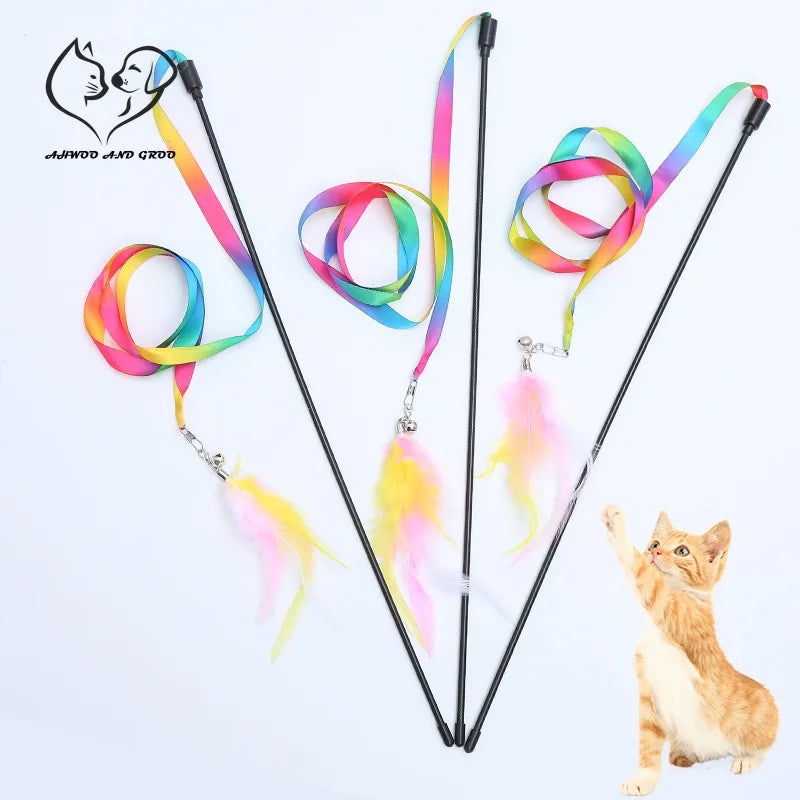 Silk Ribbon Feather Teaser Wand