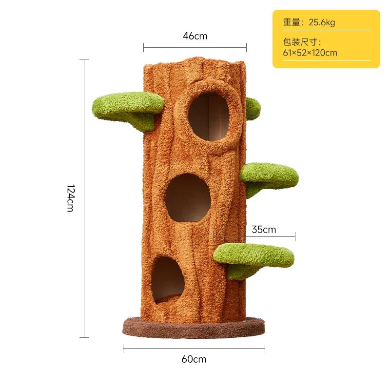 Nordic Forest Cat Tower Playground (Wood Look, Condo Hideouts + Scratching Posts)