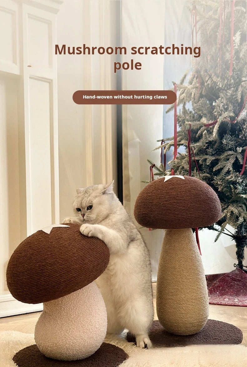 Mushroom Sisal Cat Scratching Post & Board – Vertical Scratch Pad, Durable Non-Shed Cat Scratcher