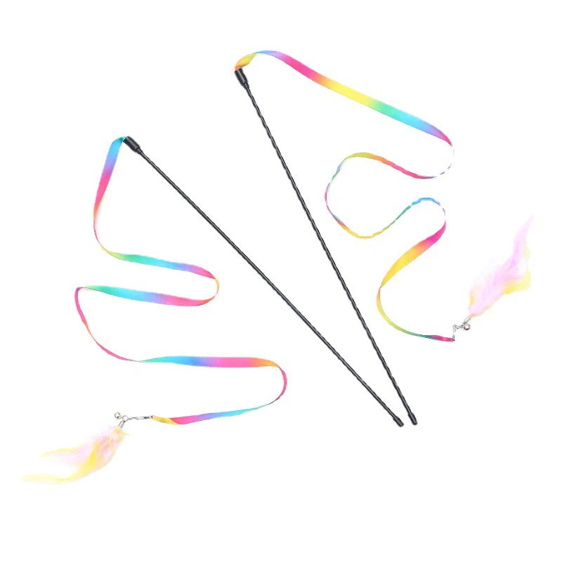 Silk Ribbon Feather Teaser Wand