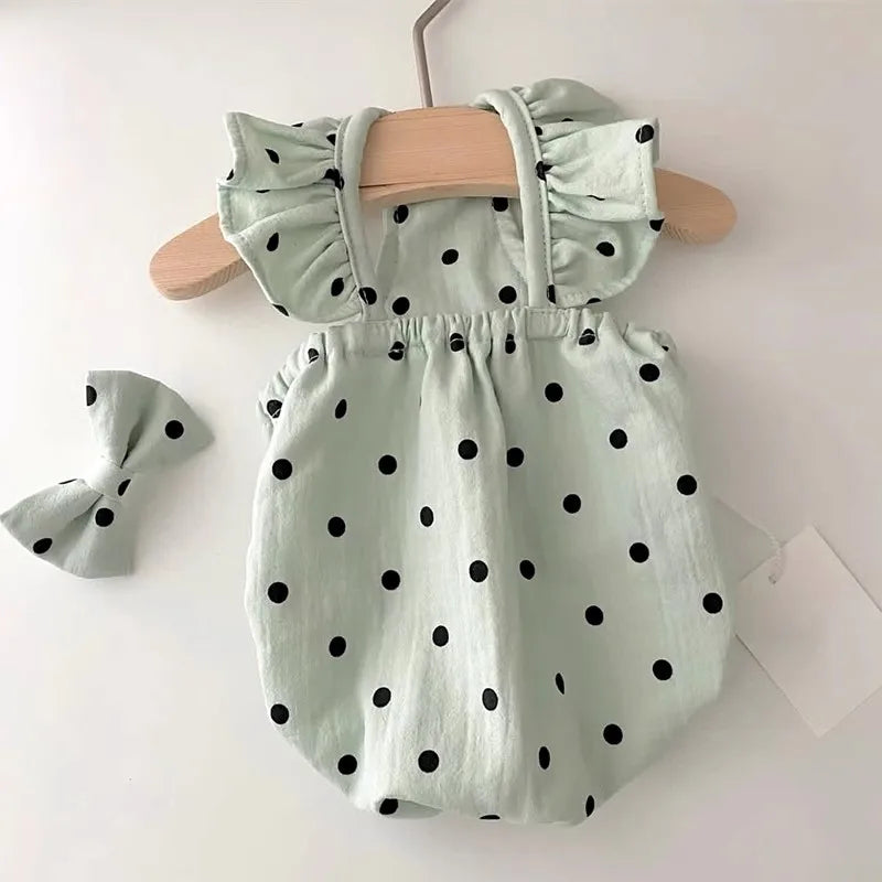 Polka Dot Summer Pet Dress with Bear Bag 🐻🖤