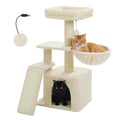 Small Cat Tree Tower with Sisal Scratching Ramp, Condo, Hammock & Top Perch