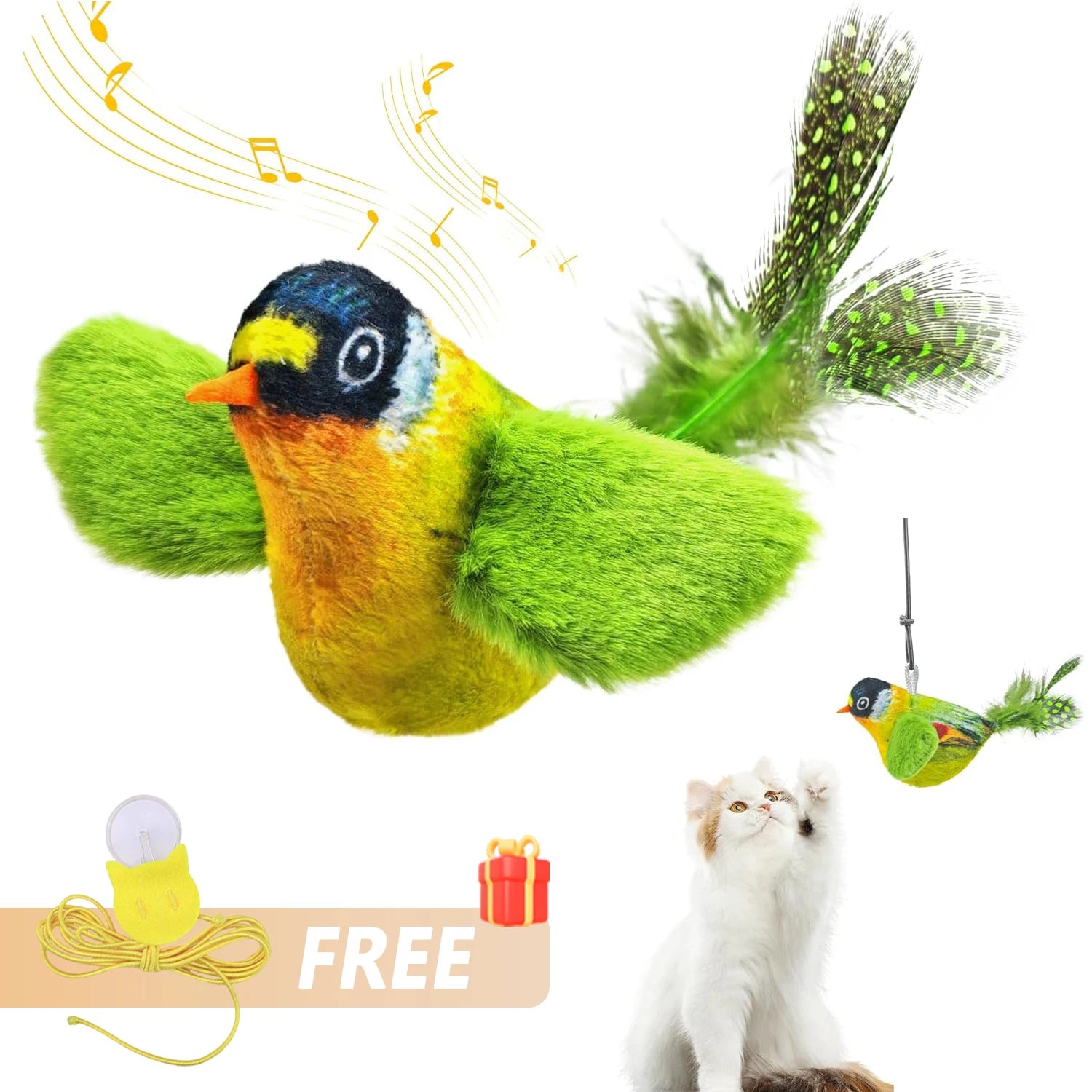 Chirpy Bird Interactive Cat Toy (Touch-Activated)