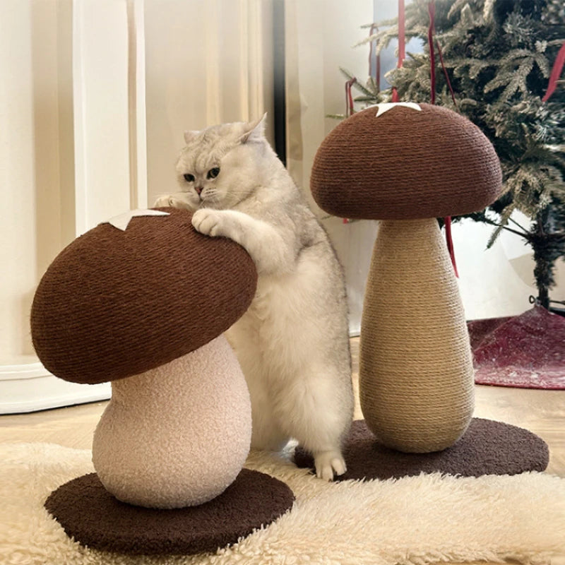 Mushroom Sisal Cat Scratching Post & Board – Vertical Scratch Pad, Durable Non-Shed Cat Scratcher