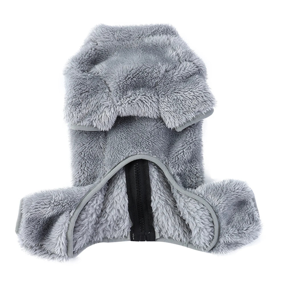 Winter Warm Fleece Dog & Cat Jumpsuit (Zipper + D-Ring)